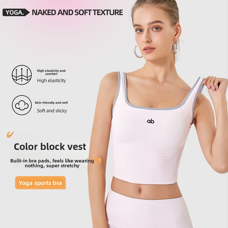 Plunge Bra Push Up - Débardeur de yoga côtelé pour femmes,